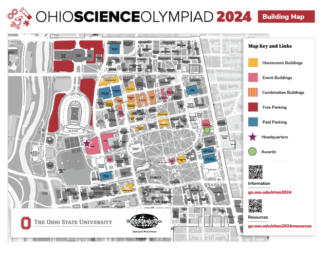 Ohio State campus map. For more information, email scienceolympiad@osu.edu