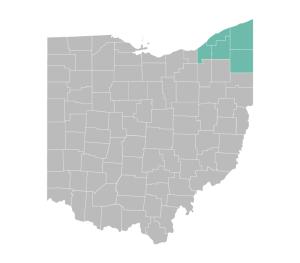 Northeastern Ohio region highlighted on a map